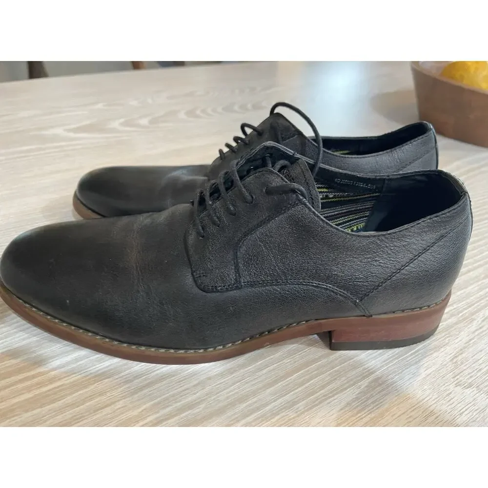 New Florsheim Black Plain Toe Lace-Up Leather Oxford Men 8 D/ 15084-001 RET $130